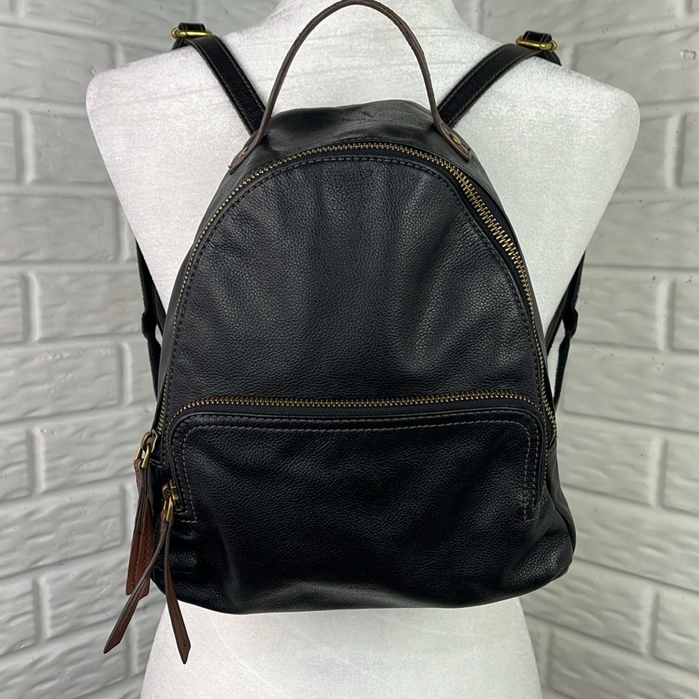 Fossil Black Leather Backpack - image 3